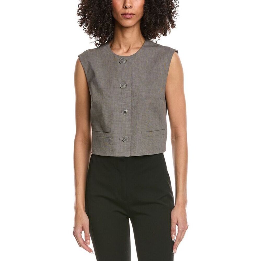 Kenneth Cole Womens Oversized Belted Vest, Brown
